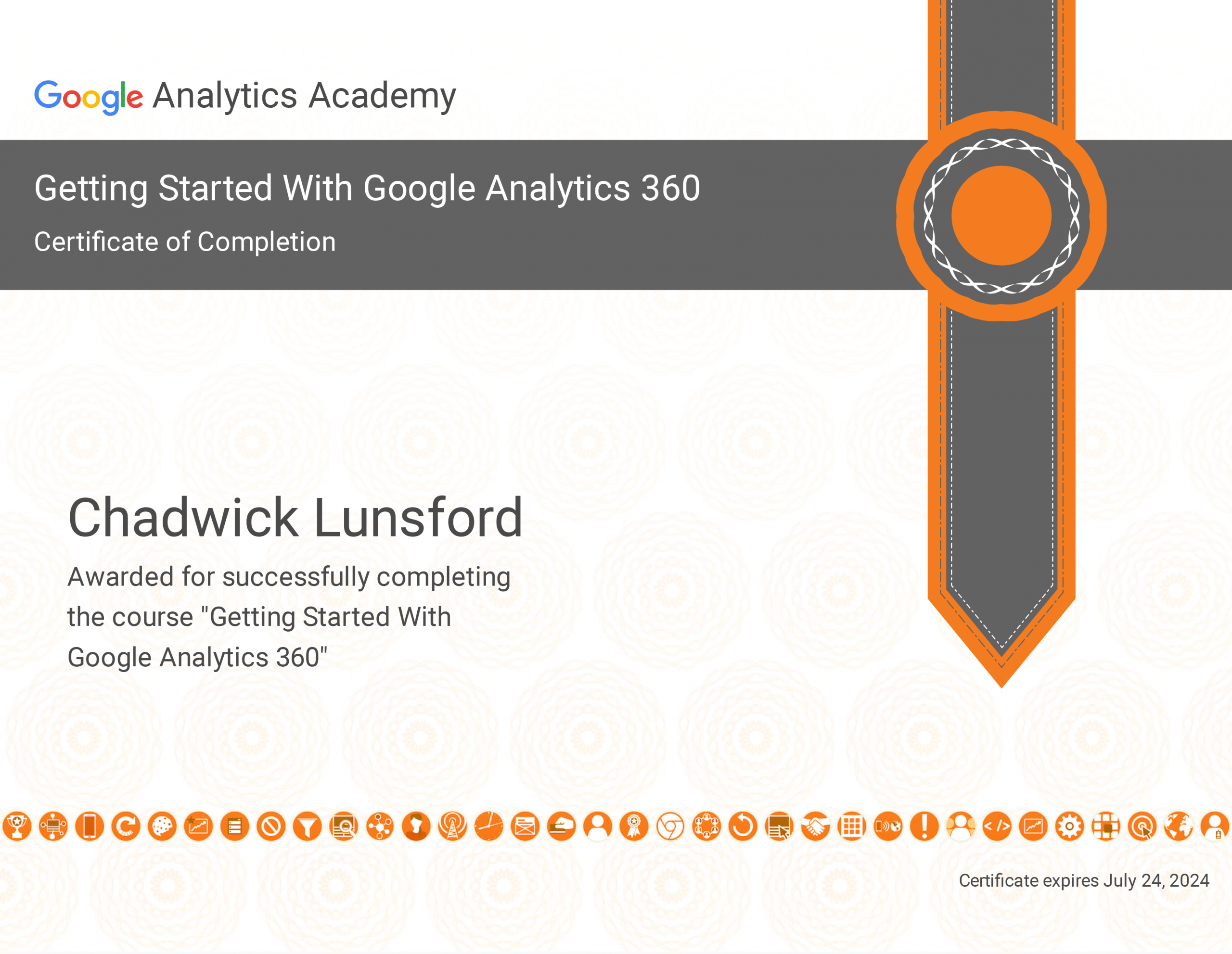 Chadwick Lunsford - Google Analytics 360 Certified